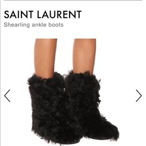 Black YSL shearling ankle boots
